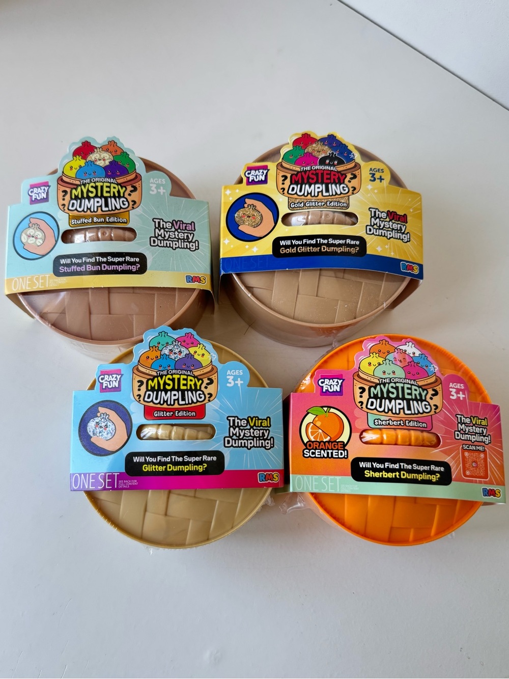 4x RMS VIRAL MYSTERY DUMPLINGS, GLITTER , GOLDEN GLITTER & STUFFED BUN EDITION